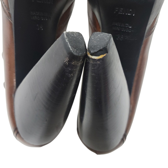 FENDI Authentic Women Open Toe Block Heel Shoes Brown (EU) 38 Excellent Cond. - Picture 15 of 16